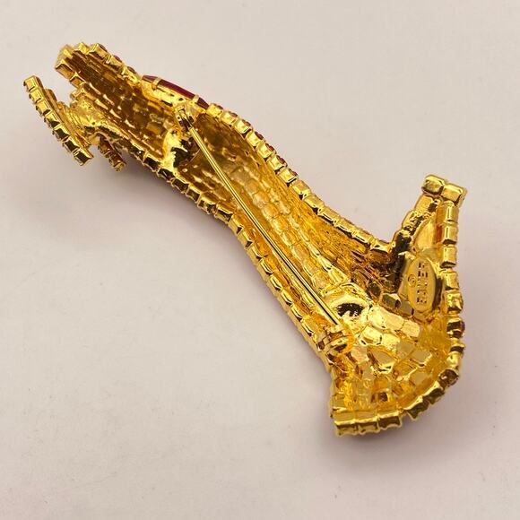 Vintage DOROTHY BAUER Brooch Red Pumps Shoe Swarovski Crystals - Picture 8 of 12